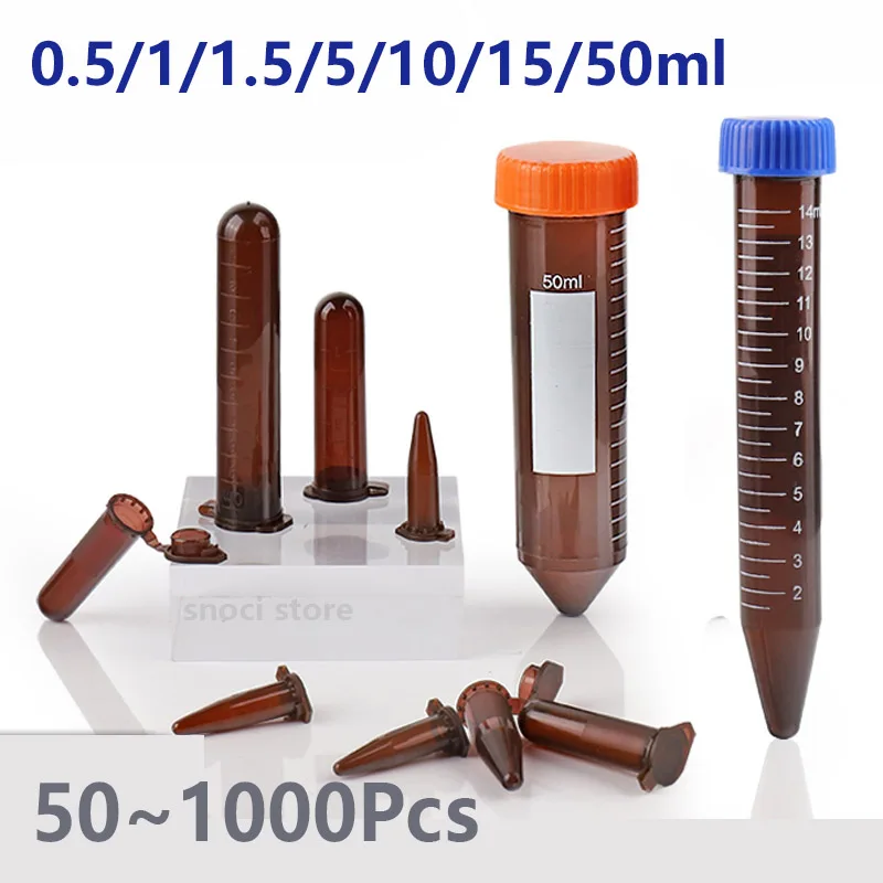 tubo experimental de centrifuga marrom tubo plastico ep escuro 05 ml 15 ml 2ml 10ml 15ml 50ml 501000 pcs 01