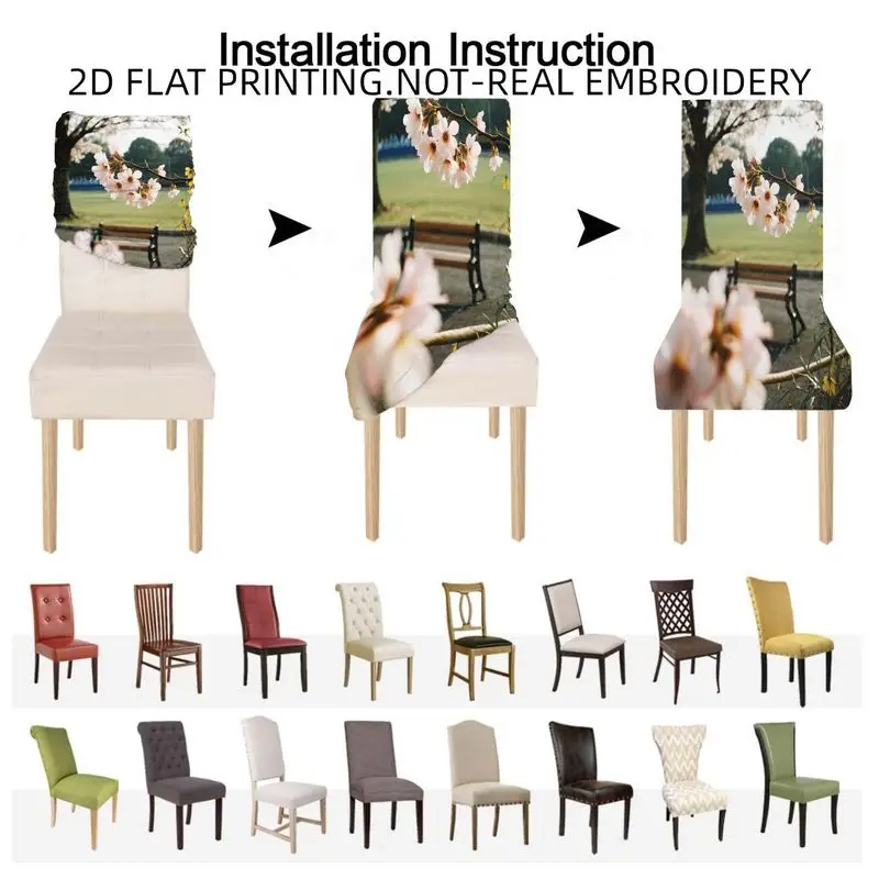 High back dining chair cover set stretch chair cover floral sunrise sunset pattern dining room living room outdoor patio