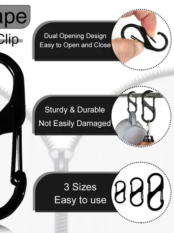 10pcs, Metal Lock Clip Keychain, S Shaped Alloy Hanging Buckle For Outdoor Camping Hiking Travel