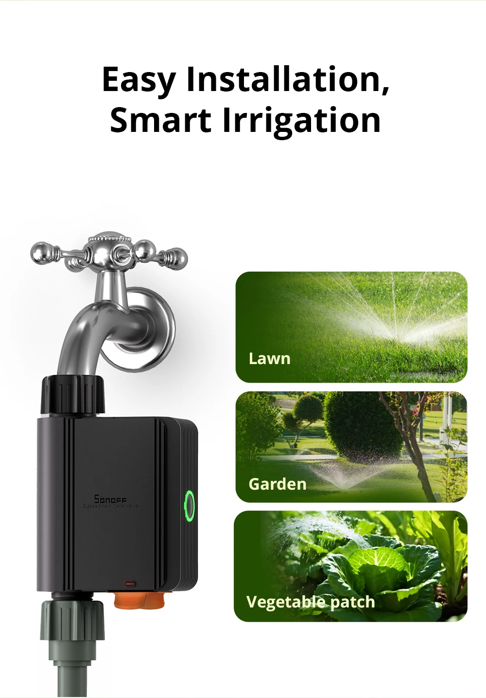 1–2 Stück SONOFF SWV-BSP Zigbee3.0 intelligentes Wasserventil, IP55, automatisches Bewässerungssystem, geeignet für Großbritannien, Europa oder die meisten Länder – Detail 3