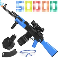 Automatic Gel Ball Blaster Gun ,AKM Splatter Ball Blaster Toy with Drum Mag & 50000 Water Beads for Outdoor Ak 47 Gun