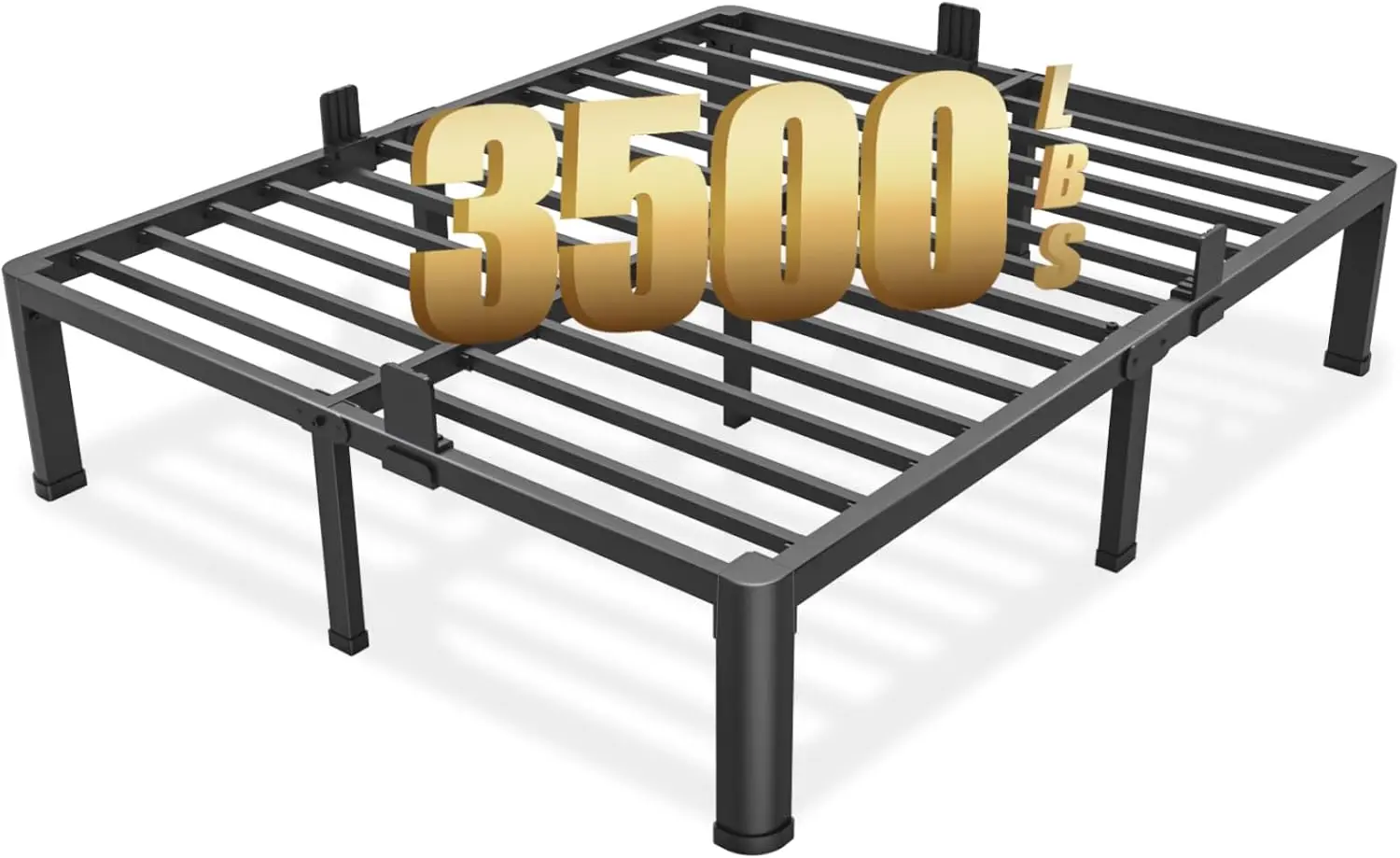 

Queen Bed Frame with Round Corner Edge Legs, 14 Inch High 3500 lbs Heavy Duty Metal Platform Bed Frame Queen Size