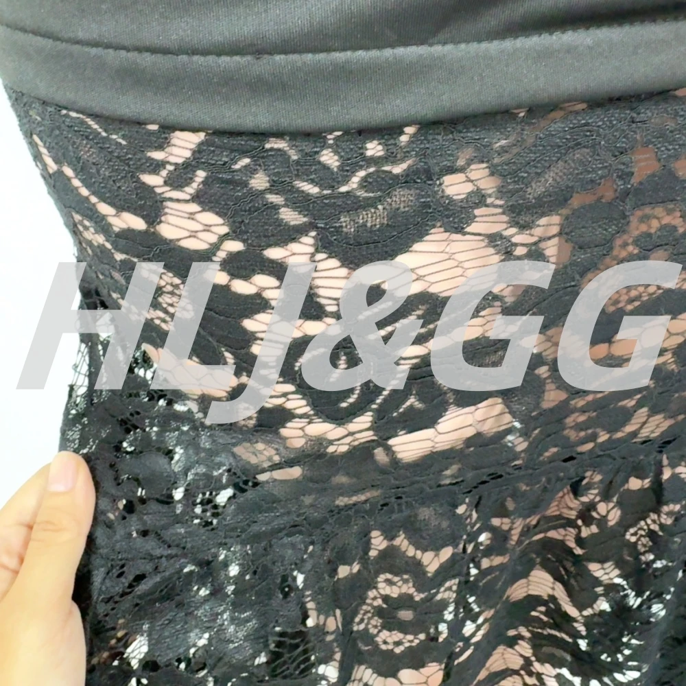 HLJ Sexy lettre impression moulante t-shirt robe longue femmes voir à travers manches courtes dentelle Patchwork robes femmes robes nouveau