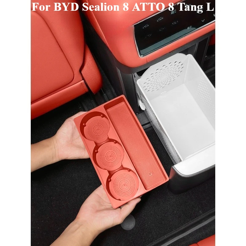 

For BYD Sealion 8 ATTO 8 Tang L Car Silicone Refrigerator Storage Box Restyling Tray Interior Storage Decoration Accessories