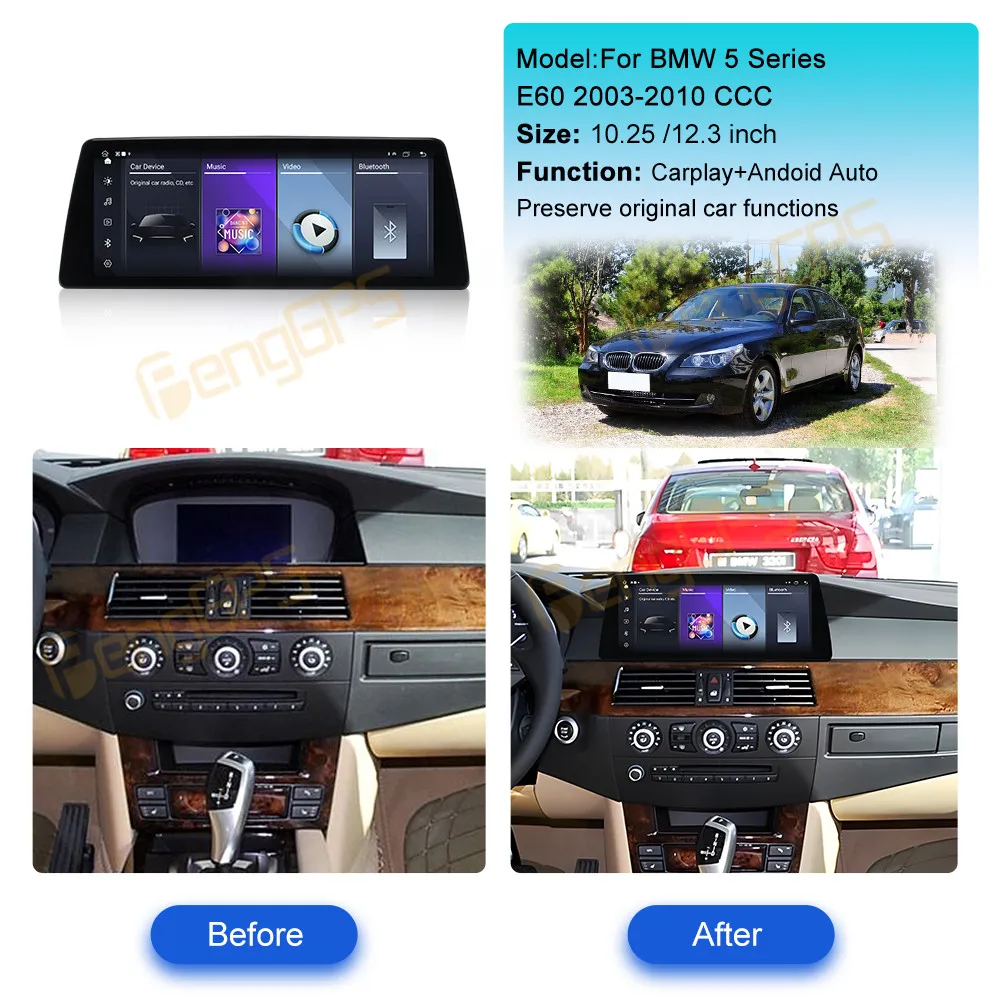 

Автомобильный радиоприемник Linux Carplay для BMW 5 серии E60 2003-2010 CCC Мультимедийный плеер Авто стерео с видео на Youtube Мобильная музыка Хост BT