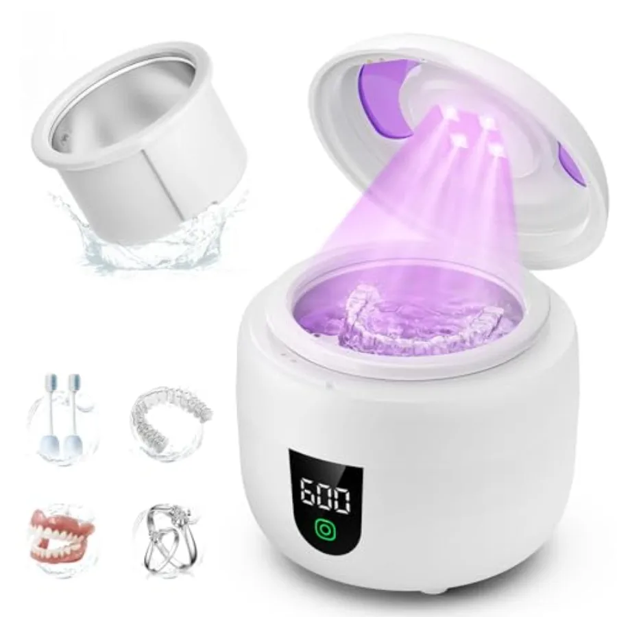 

Waterproof Ultrasonic Retainer Cleaner Machine with 180ml Removable Water Tank 45kHz Ultrasonic Cleaner for Mouth Guards Jewelr