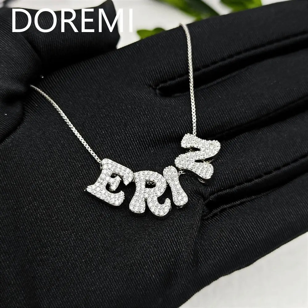 

DOREMI Gold Plated A-Z Alphabet DIY Initial Box Chain Zircon Pave Letter Charms Pendant Slide Letters Necklace Jewelry Women