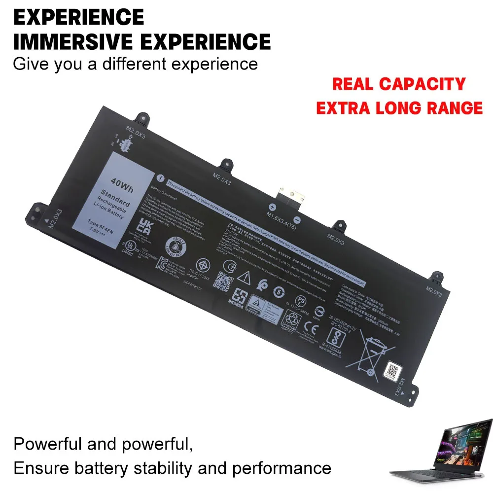 High Quality 9F4FN 5000mAh 40Wh 7.6V Laptop Battery for Dell Latitude 7320 2-in-1 Detachable