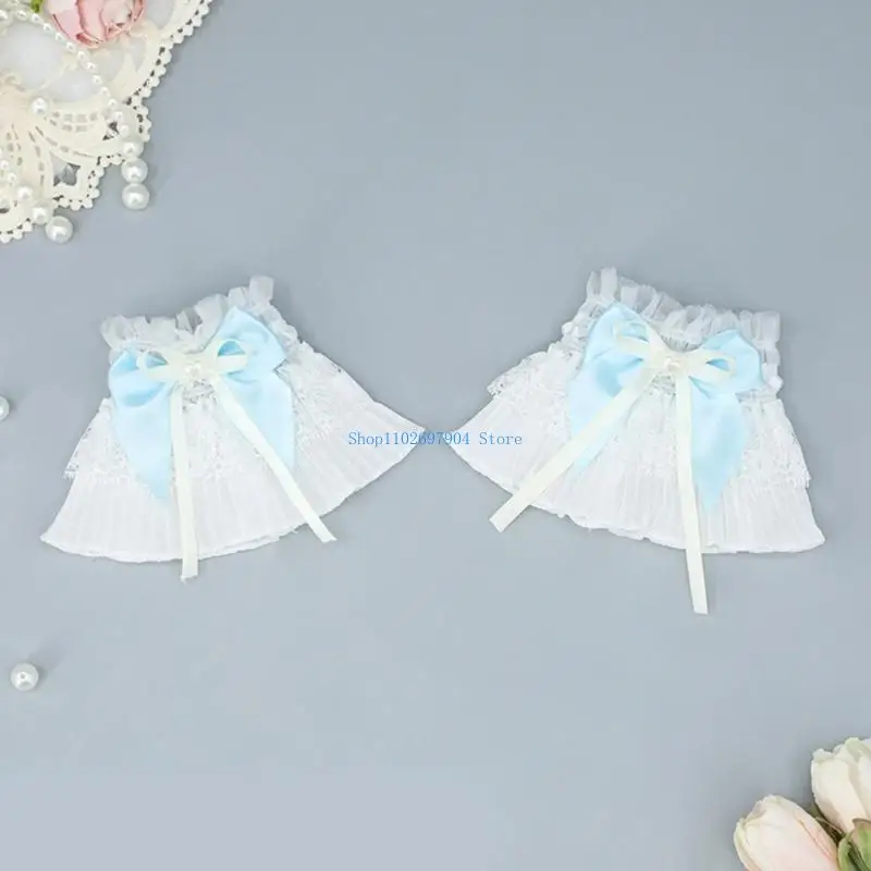 

N7YF Sheer Lace Wrist Cuffs Y2k Girls Detachable Lace Ruffle Cuffs for Sweater Decor