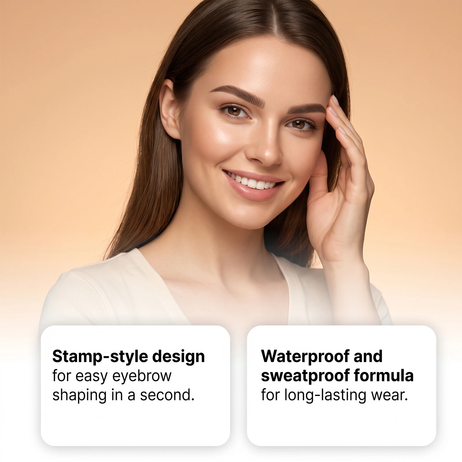 Dual Colors Stereo Look Eyebrow Powder Stamp,Quick Eyebrow Makeup Korean Eye Brow Tint Makeup Tools Set With Brush & 6 Stamps