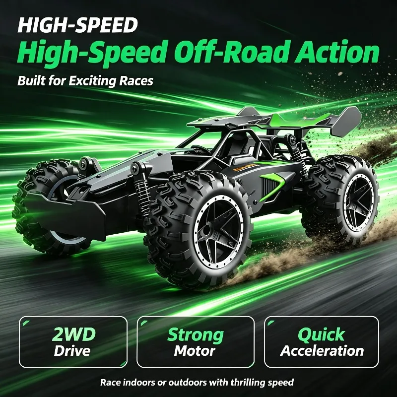2.4GHz High-Speed RC Car Off-Road Racing Toy Vehicle Rechargeable Remote Control Truck for Boys Kids Gift
