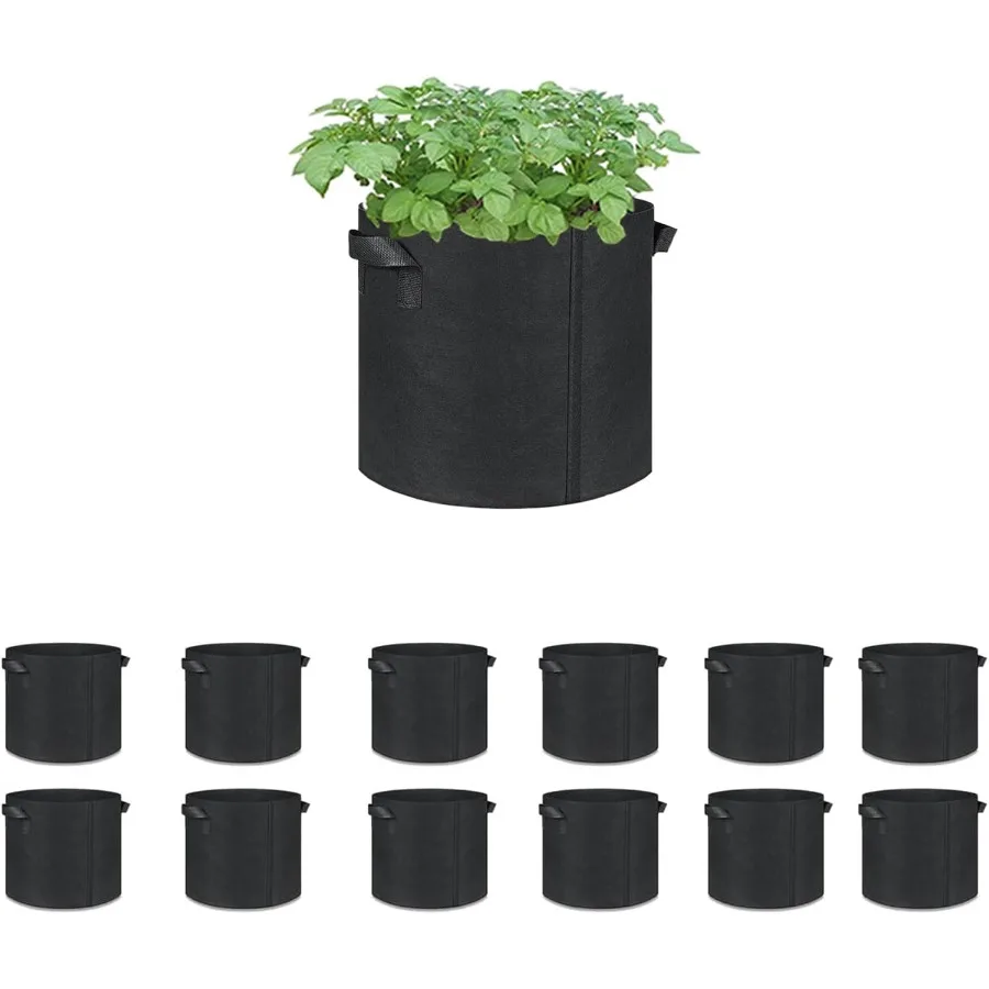 

12 упаковок, 3 галлона, мешки для выращивания, прочные горшки из аэрационной ткани с прочными ручками, горшки из утолщенной ткани для растений