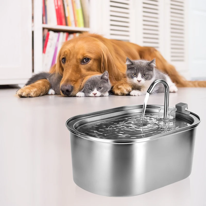 

3.2L Pet Water Fountain for Cats Dog Bird Stainless Steel Drinking Fountain with Ultra-quiet Pump Automatic Pet Feeder Dispenser