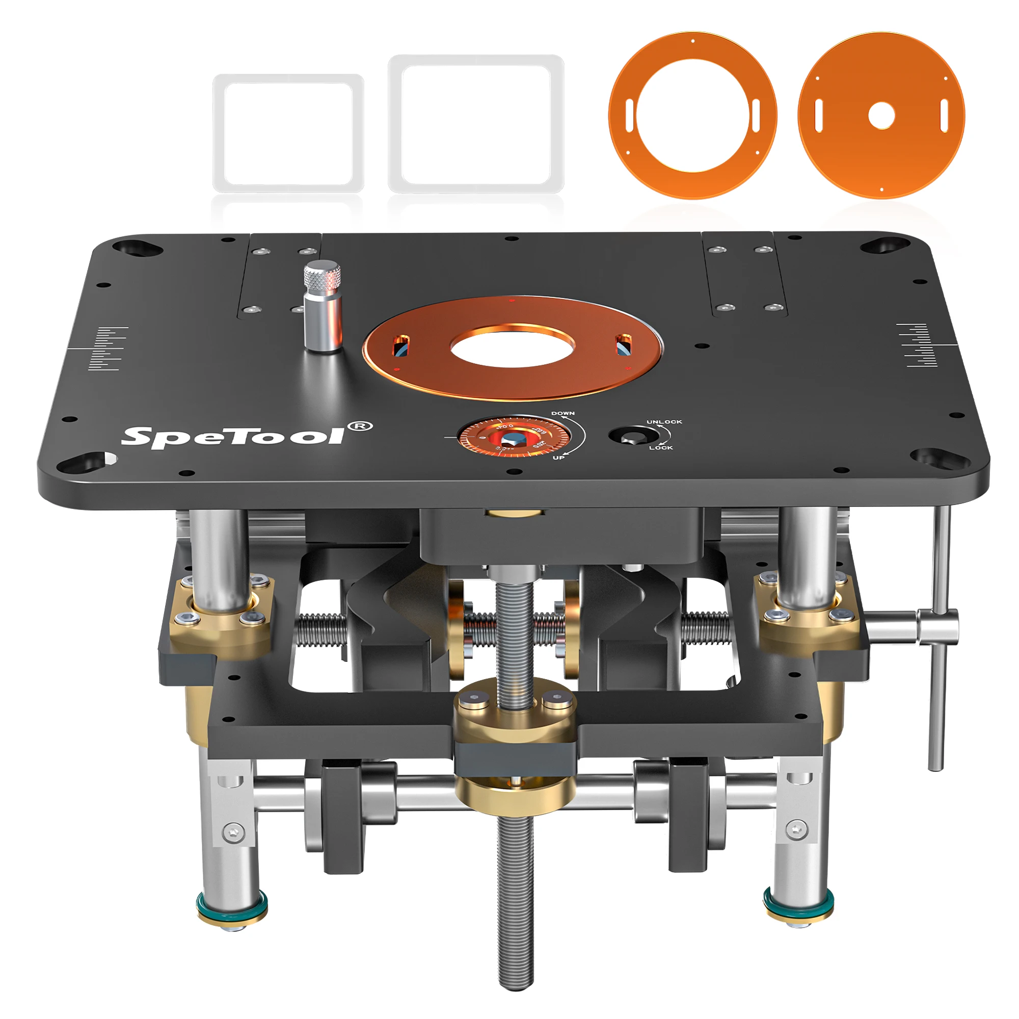 TAO SpeTool Milling Lift for Router with 65-107mm Diameter w/ DIY Template & 3 Magnetic Insert Ring, 9-1/4x11-3/4“  Milling