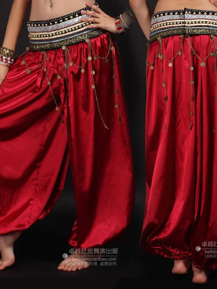 

Christmas Dress Belly Dance Dress Pants Indian Square Dance Performance Costume Ethnic Minority Dress Red Bloomers Pants