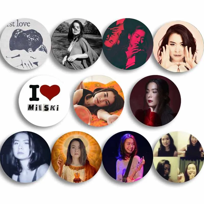 58mm New Singer Mitski Lapel Pins Handmade Snap-in Brooch Pin Music Fanart Badge on Backpack Jewelry Accessories Gift for Friend