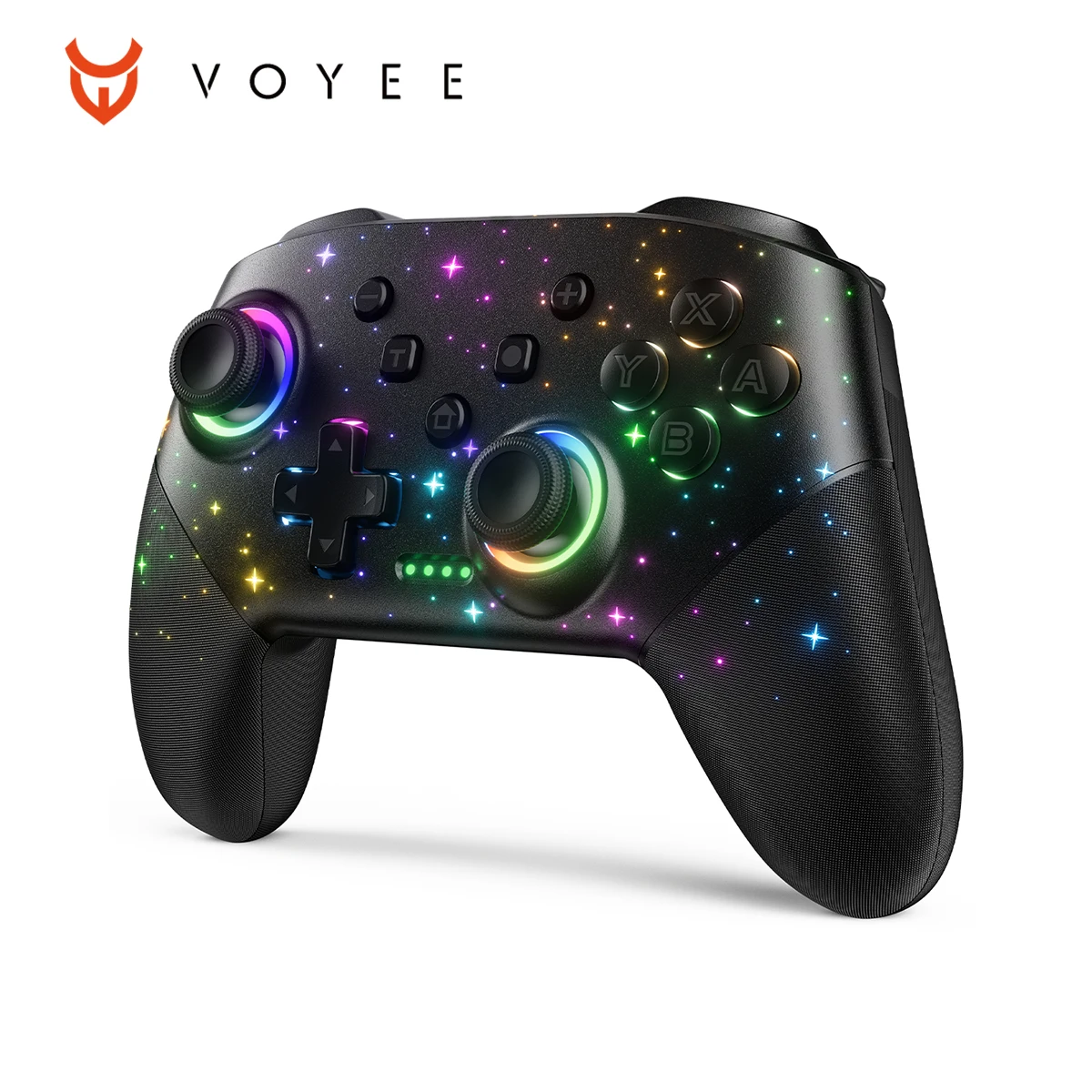 VOYEE Starry Sky Black Game Controller, 4 lighting modes, compatible with Switch Pro, Switch/Switch Lite/OLED/PC