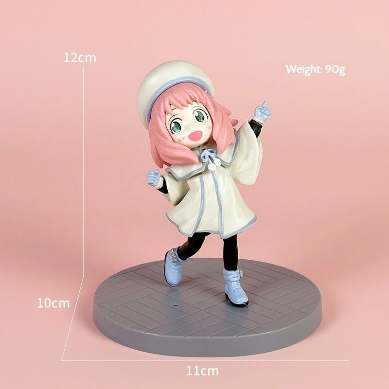 14cm Bandai Anya Winter Costume Handmade Anime Ornament Trendy Play Surrounding Room Decoration Desk Ornament Holiday Gifts Toys