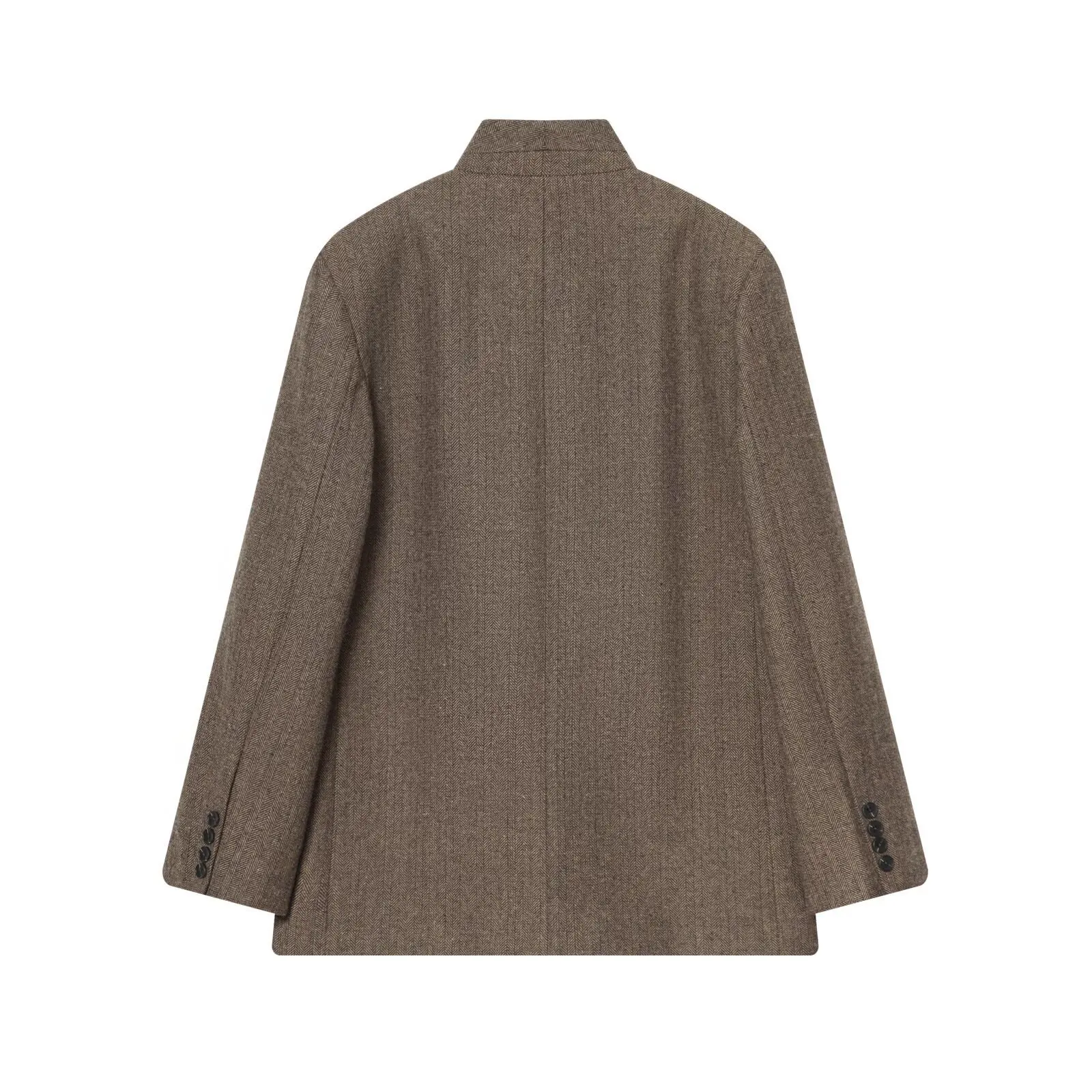 Dave&Di Women's Jacket Woman Clothes Tops 2026 Fashion Blazer Woman Blazer Minimalist Textured Woolen Stand Collar Suit Jacket
