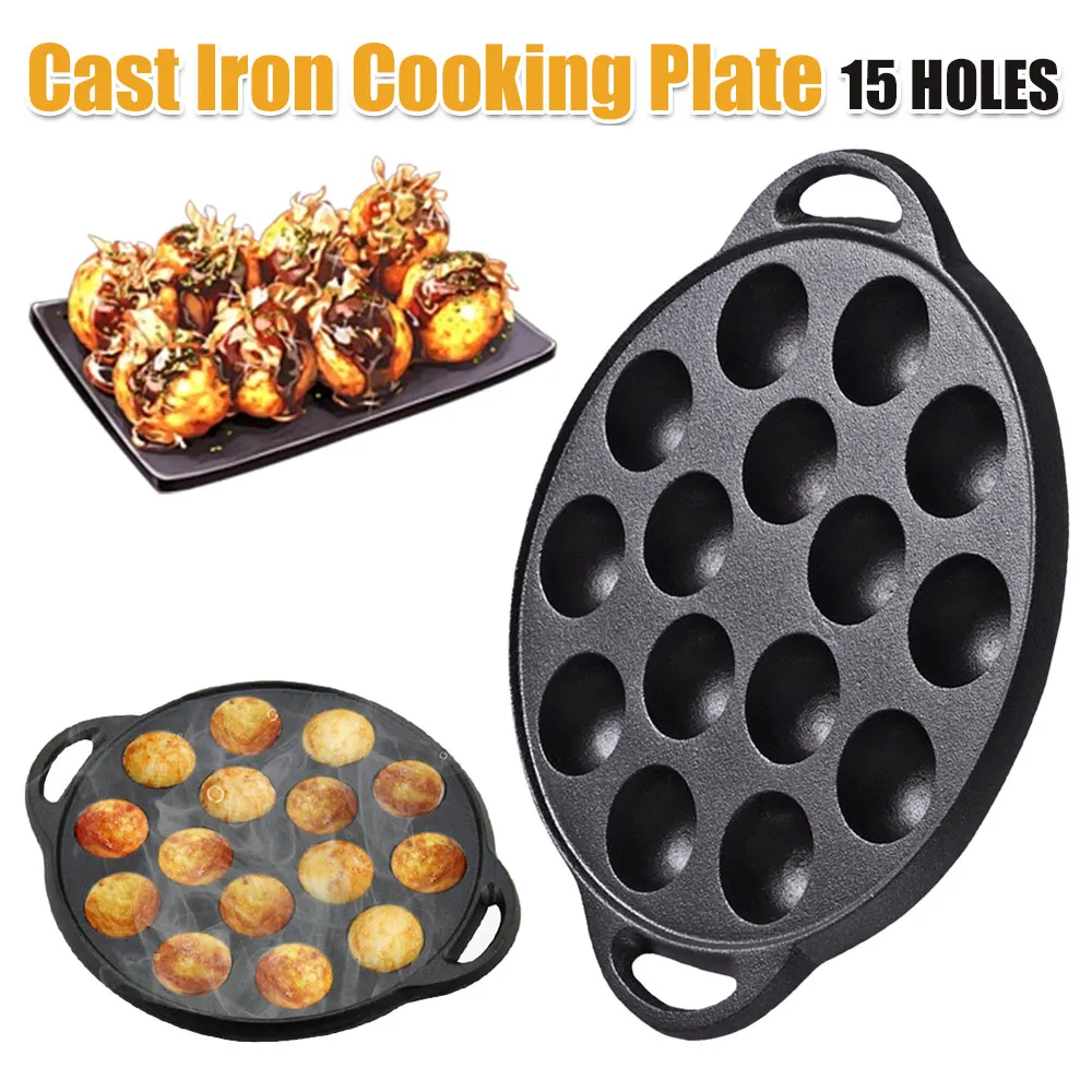 

Чугунная сковорода-гриль с 15 ячейками, антипригарная форма для мясных шариков и фрикаделек, для домашней кухни и выпечки