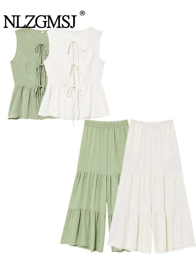 

2025 летние комплекты с длинными брюками, женский модный жилет без рукавов, топ, женский костюм, повседневный комплект из двух предметов, женская одежда