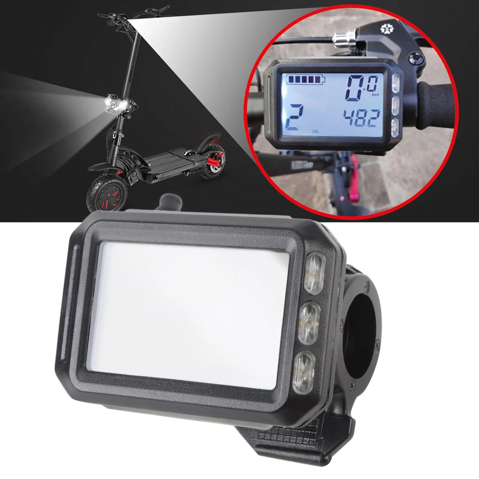 

Electric Scooter LCD Meter 3 Buttons Waterproof Portable 6Pin Male Connector Power Speed Display Dashboard for 36V-60V Scooters