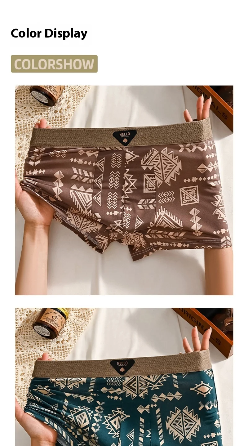1 stücke männer Unterwäsche Eis Seide Boxer Shorts Plus Größe 6XL Unterhosen Atmungsaktiv Sexy Dünne Höschen Drucken Dessous Großhandel 5803 – Detail 13