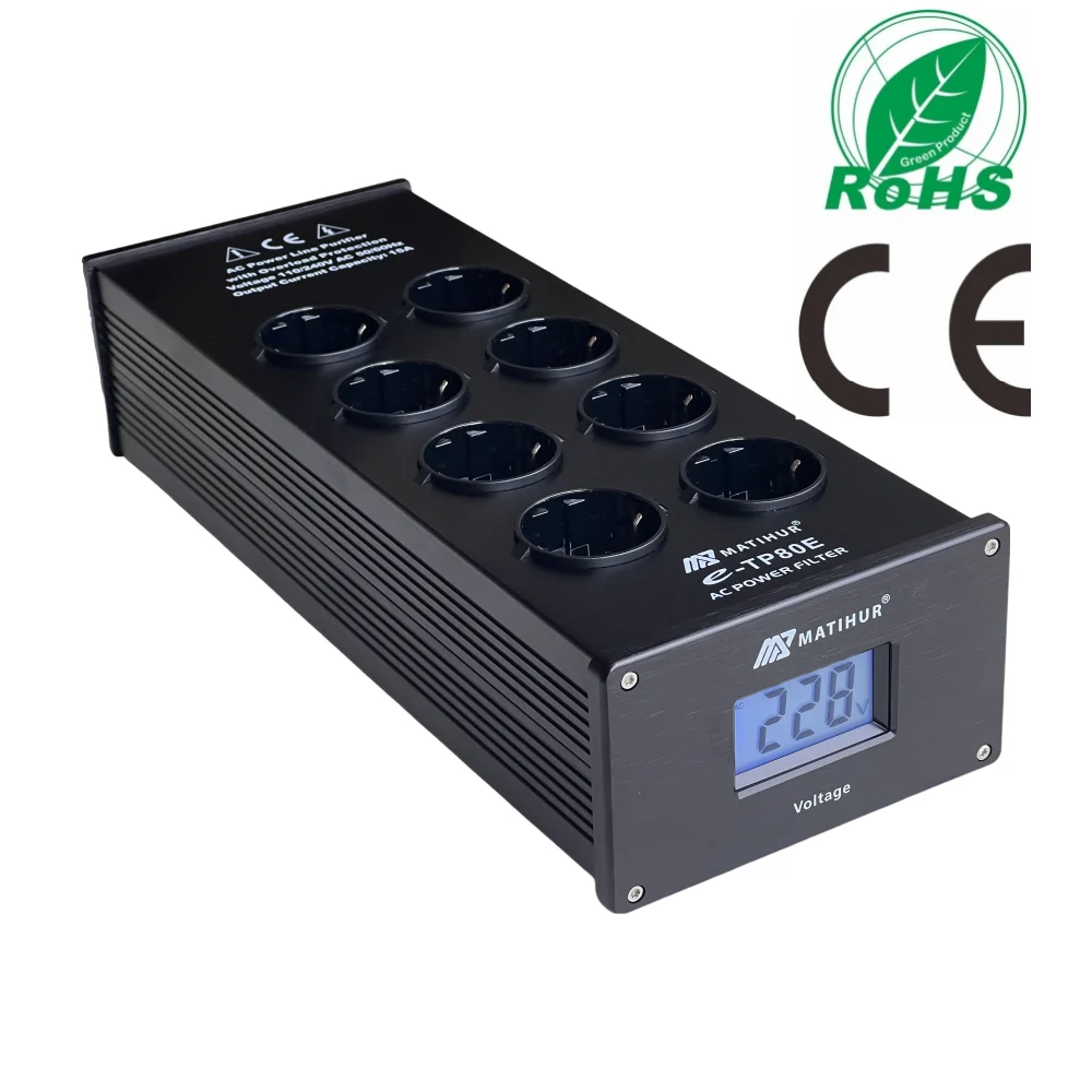 Matihur E-TP80 Audio Noise Ac Filter Power Conditioner Power Purifier Overspanningsbeveiliging Met Eu Outlets Power Strip