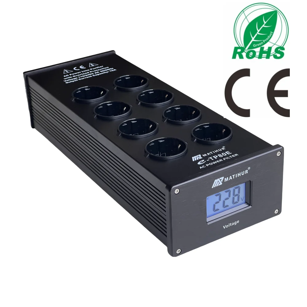 MATIHUR E-TP80 Audio-Rauschfilter, Netzfilter, Netzstromregler, Überspannungsschutz mit EU-Steckdosen, Steckdosenleiste – Detail 5
