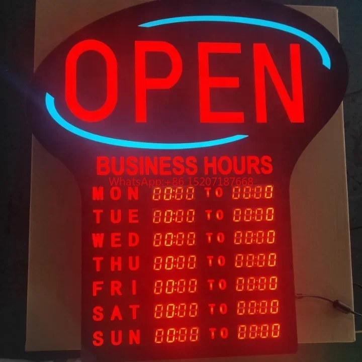 

Led Sign Logo Display open hours with remote controller