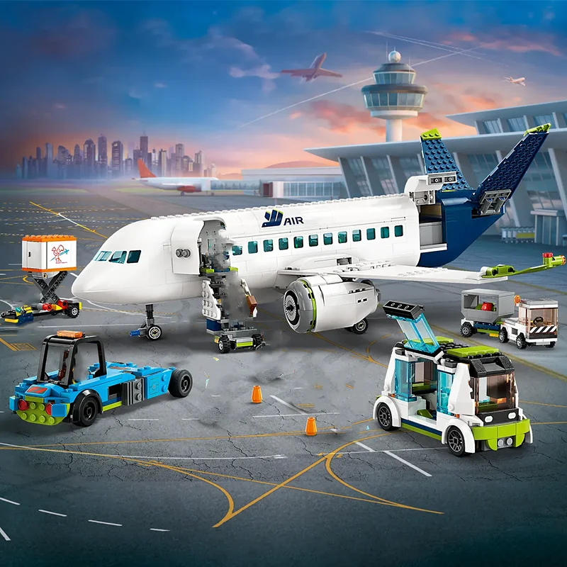 Compatible MOC Sets City Series Building Blocks  Passenger Airplane Airport Terminal Plane Children's Toys Assembling Gift