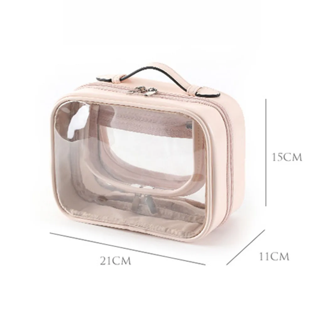 Transparent Cosmetic Bag 2 Layers Waterproof Large Capacity Makeup Package Multifunctional Travel Clear Makeup Bags Handbag