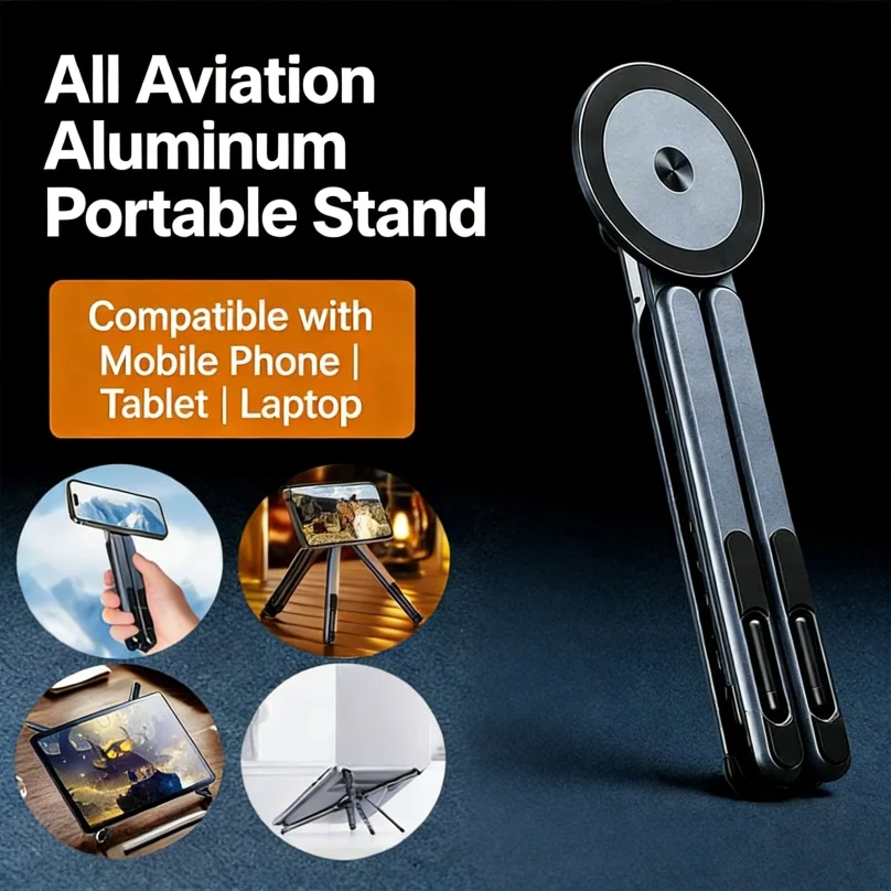 Foldale Magnetic Phone Holder Multi Form Adjustable Desktop Tablet Stand for iPhone 17~12 Tripod Handheld Mount Laptop Bracket