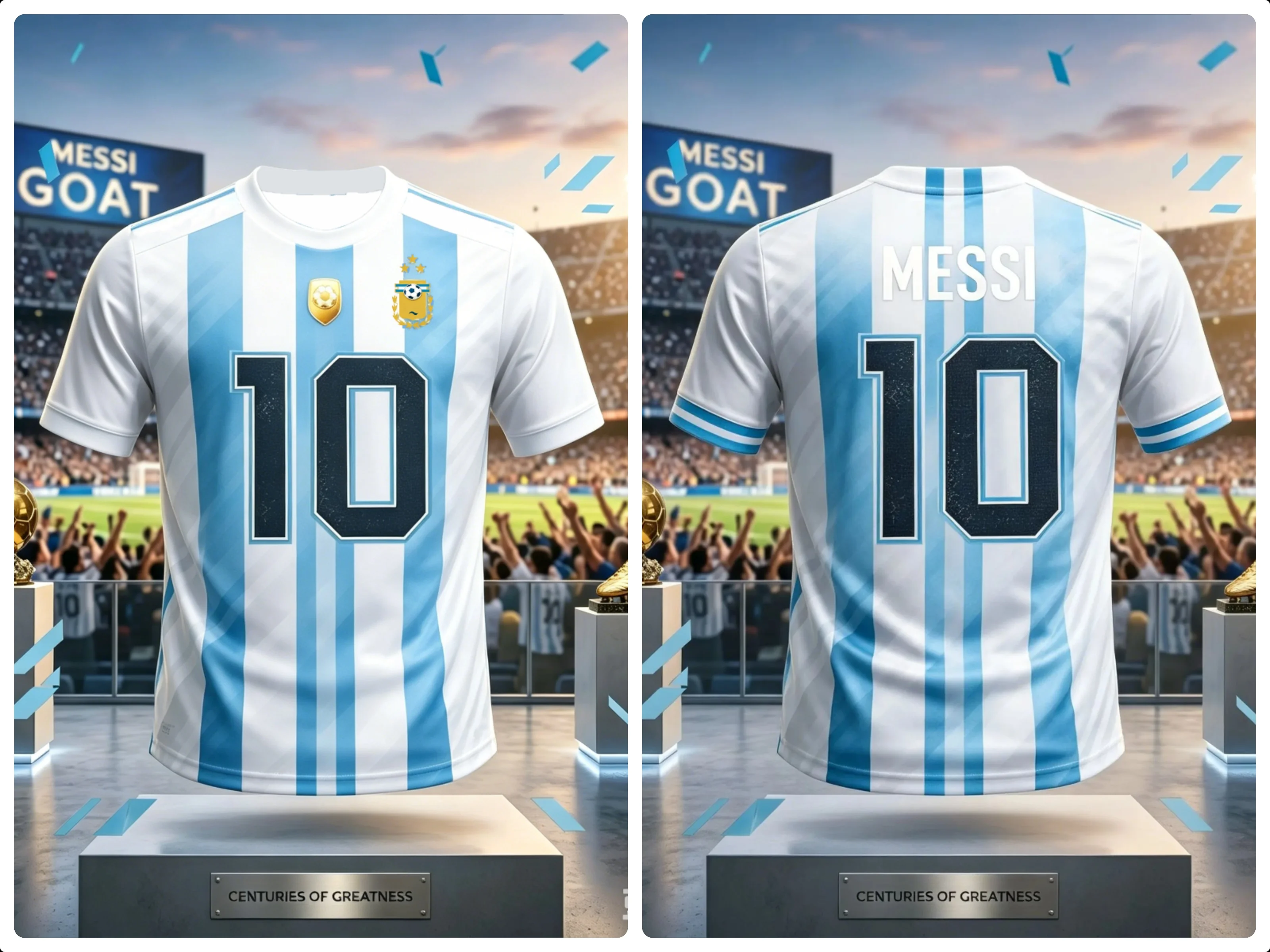 Kids Unisex Messi's #10 Football Soccer Jersey Breathable Quick Dry Argentina Kid Sportswear Casual Training Fan Uniform T Shirt