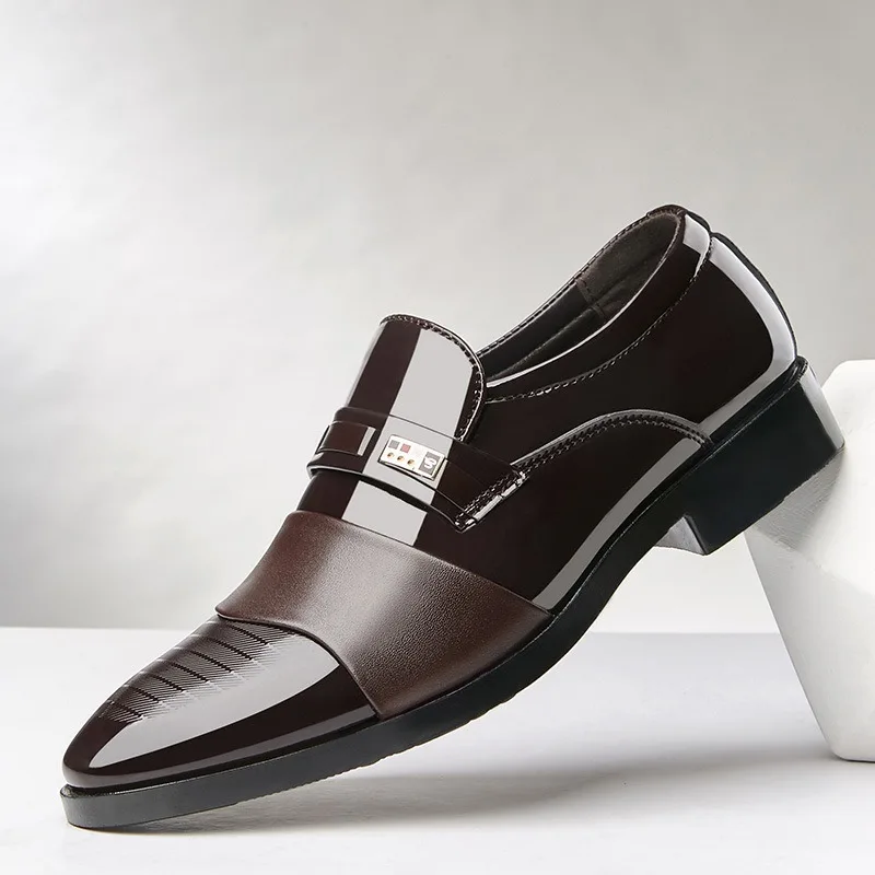 Patent Leather Men Formal Shoes Luxury Brand 2026 Men's Loafers Dress Moccasins Breathable Slip on Black Driving Shoes Business