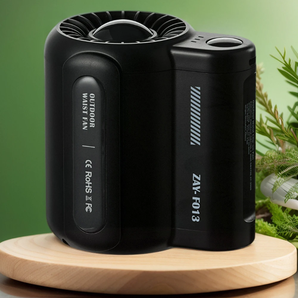 

Портативный поясной вентилятор Перезаряжаемый уличный поясной вентилятор 3-скоростной крутой вентилятор с зажимом Мощный для кемпинга Туризм Работа на открытом воздухе