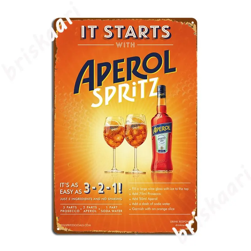 Aperol Spritz Metal Sign Decoration Garage Club Wall Decor Wall Pub Tin Sign Poster