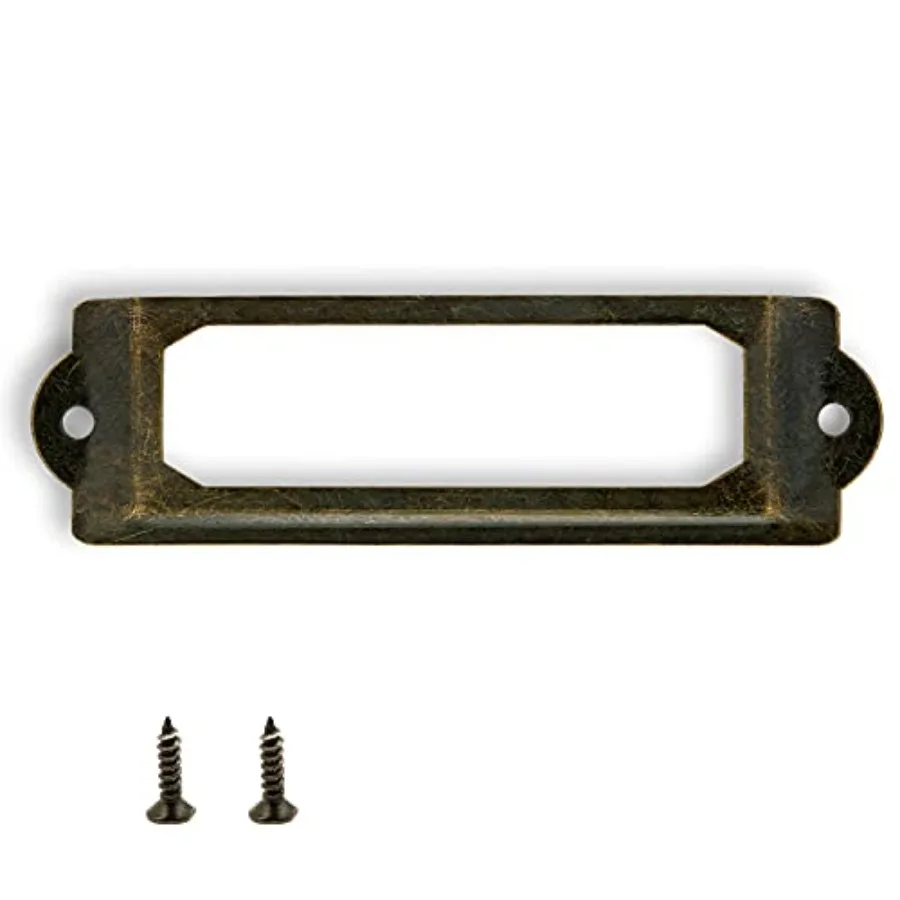 

30 Pcs Antique Label Holder, 2.3 Inch Long Metal Office File Cabinet Shelves Drawer Name Card Label Holder Frames with Screws