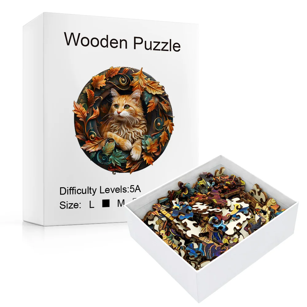 Wooden Puzzle for Adults-3D Visual Effect Cat Wooden Puzzle Unique Shape Advanced Wooden Jigsaw Puzzle for Adult, Best Gifts