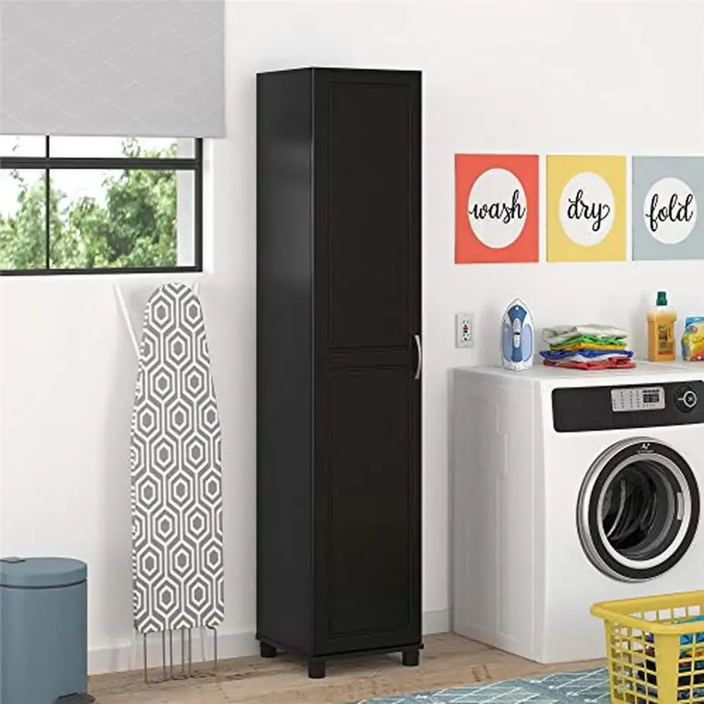 Black Utility Storage Cabinet Adjustable Shelves Soft Close Hinges  Kendall Collection