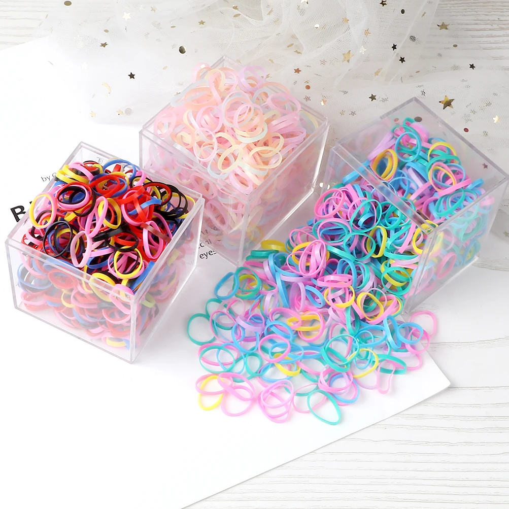 Color Elastic Hair Bands Teenitor 1000/2000pcs MultiColor Cute Hair Accessories Hair Ties Elastic Rubber Bands for Baby Girls