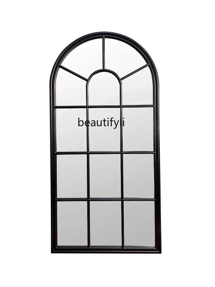 

v French decorative mirror wall hanging light luxury mystery mirror arched fireplace background wall wall decorative mirror