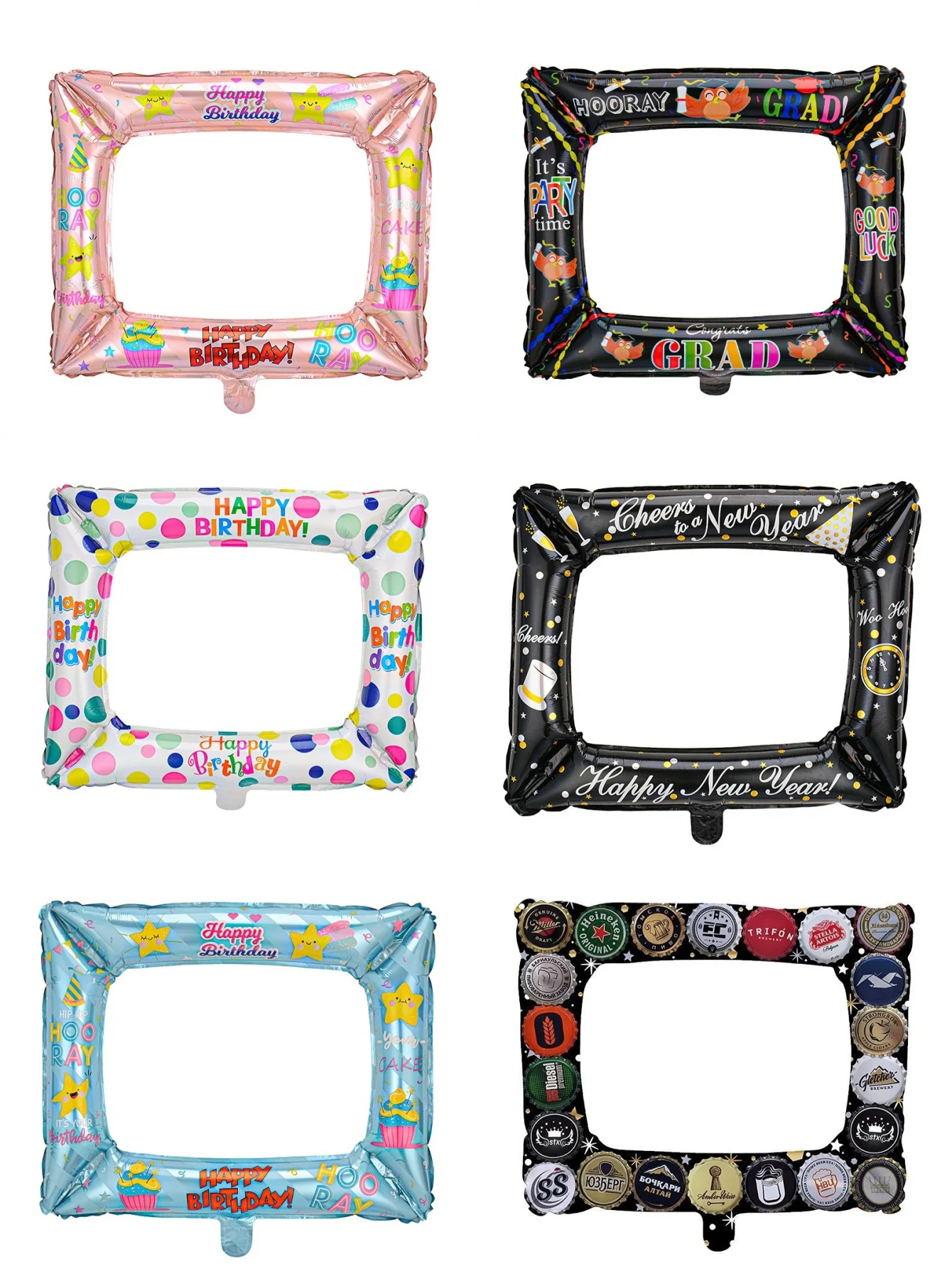 Marco de fotos de puntos de graduación de cumpleaños, película de aluminio, globo, fiesta, ceremonia de graduación, accesorio de fotografía de Nochevieja