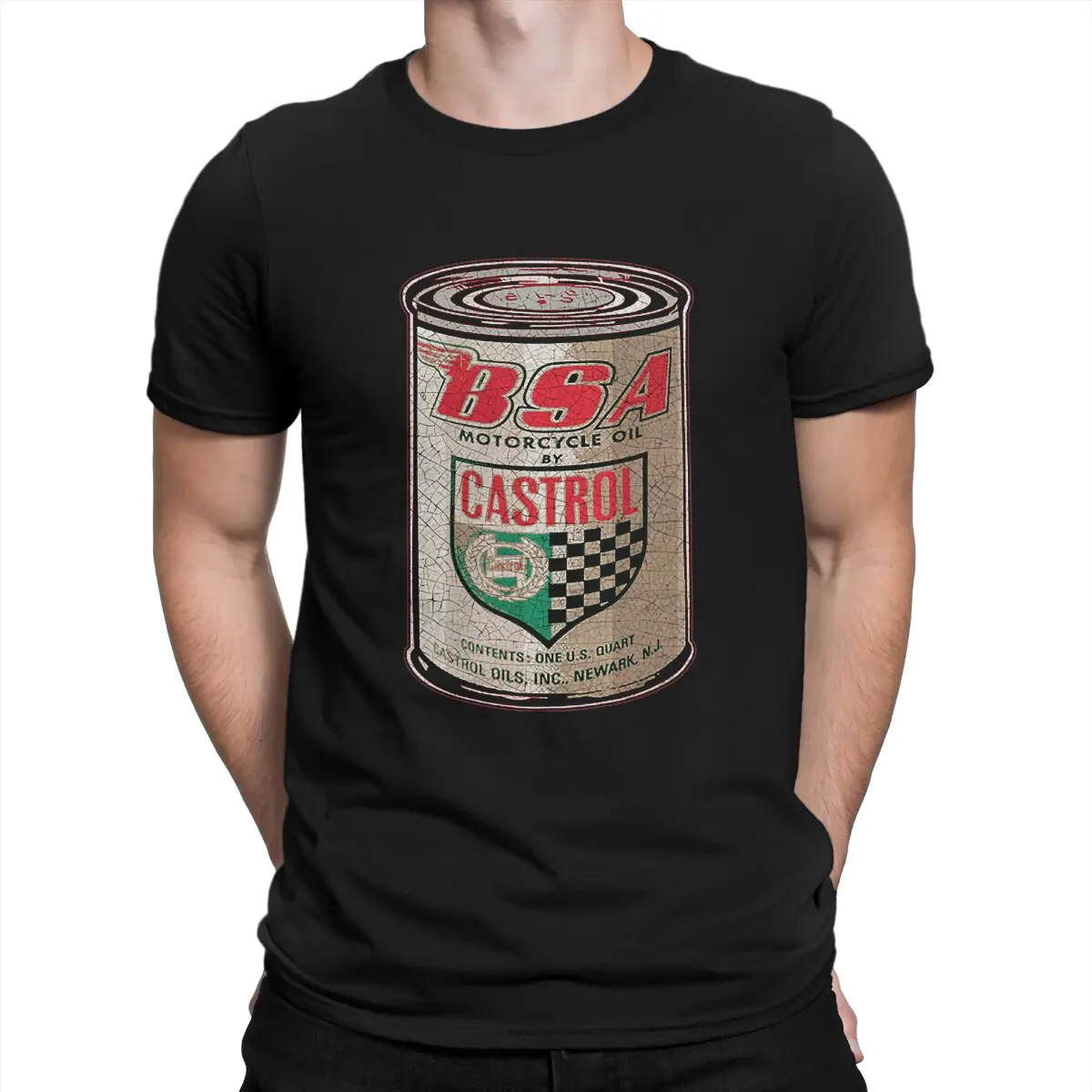 BSA Moto Creative TShirt for Men Castrol Round Collar Basic T Shirt Distinctive Gift Clothes OutdoorWear