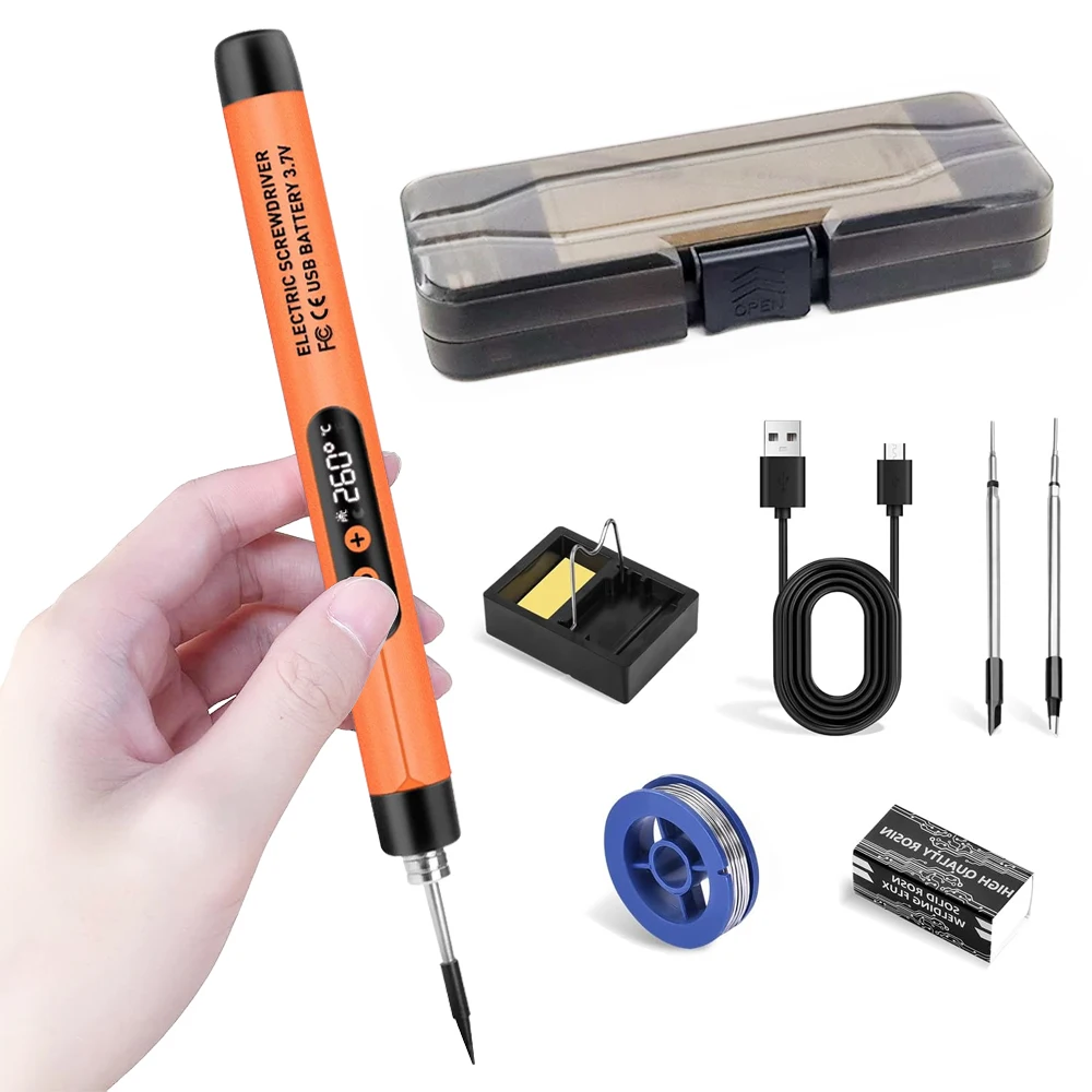 

USB-паяльник с цифровым дисплеем, мини-набор для пайки 260-420 ℃ Умный беспроводной электрический паяльник для сварки и пайки