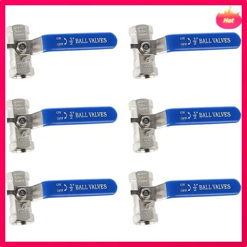 

ABYP 6 шт. 1/2 дюйма рычажные женские/женские шаровые краны с длинной ручкой из нержавеющей стали 316 WOG1000