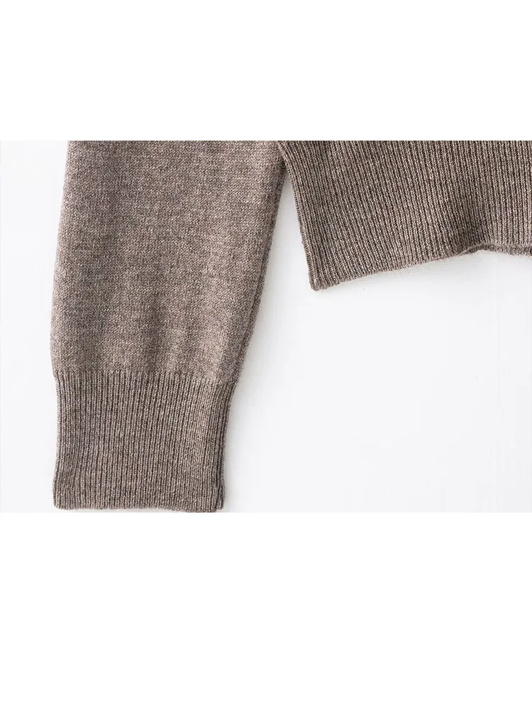 Hh feminino 2025 inverno elegante lã misturada argyle camisola de malha moda feminina versátil com decote em v manga longa pulôver quente topo