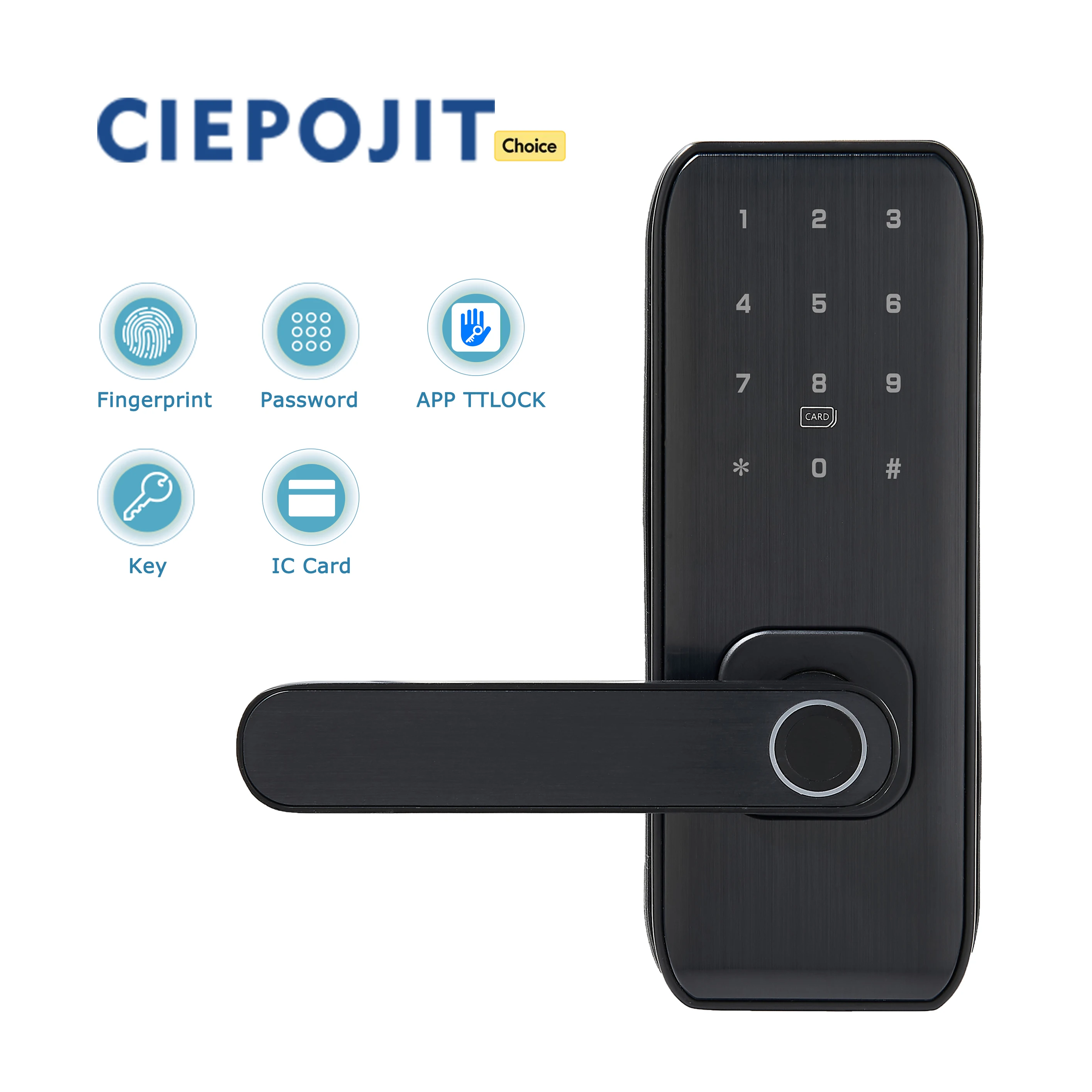 CIEPOJIT Waterproof Biometric Electronic Lock Digital Lock Tuya App Remote Unlock Keyless Fingerprint Smart Door Lock For home