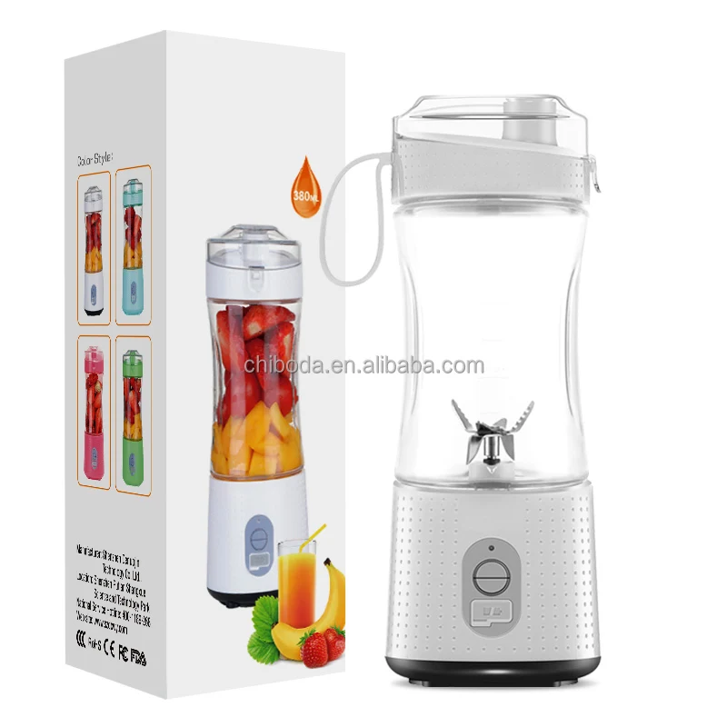 

Professional Stainless Steel 6 Blades Portable Juicer Blender USB Rechargeable Mini 380ml Electric Fresh Juice Blender Machine