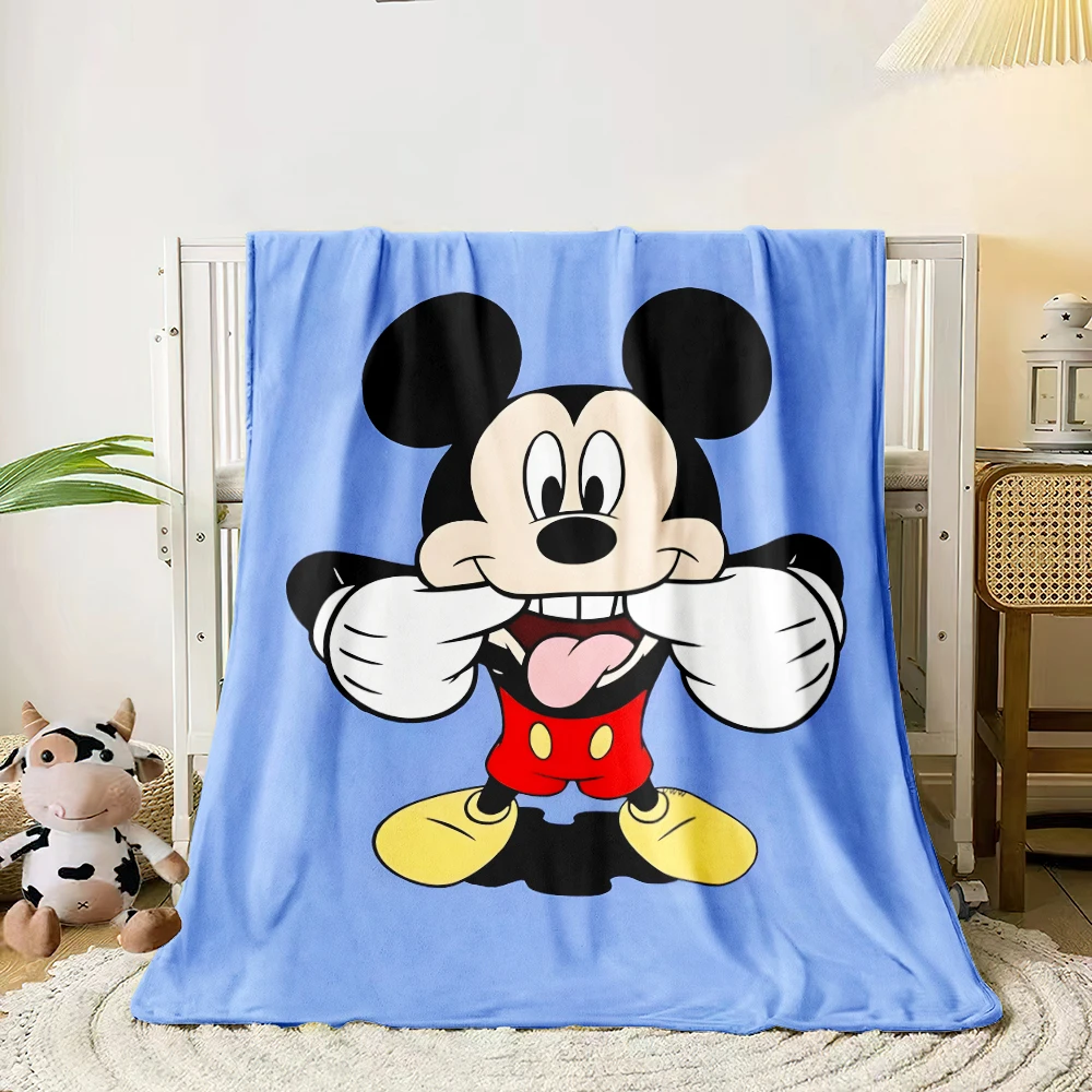 MINISO mickey Cartoon Art Print Blanket.Warm and Comfortable Flannel,Bedroom,Sofa,Bed,Chair,Gift,Picnics,Trip, Camp,Blankets.